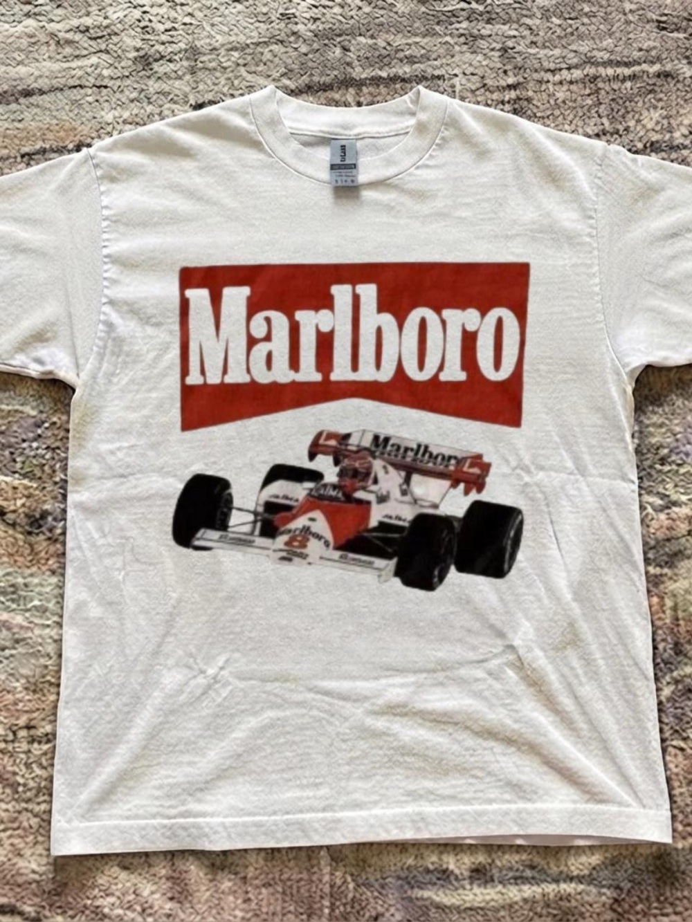 Marlboro White Tee with Red Racing Graphic